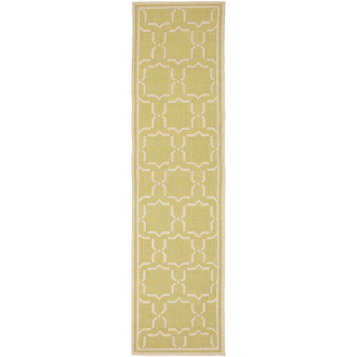 SAFAVIEH Dhurries DHU545C Light Green / Ivory Rug Image 1