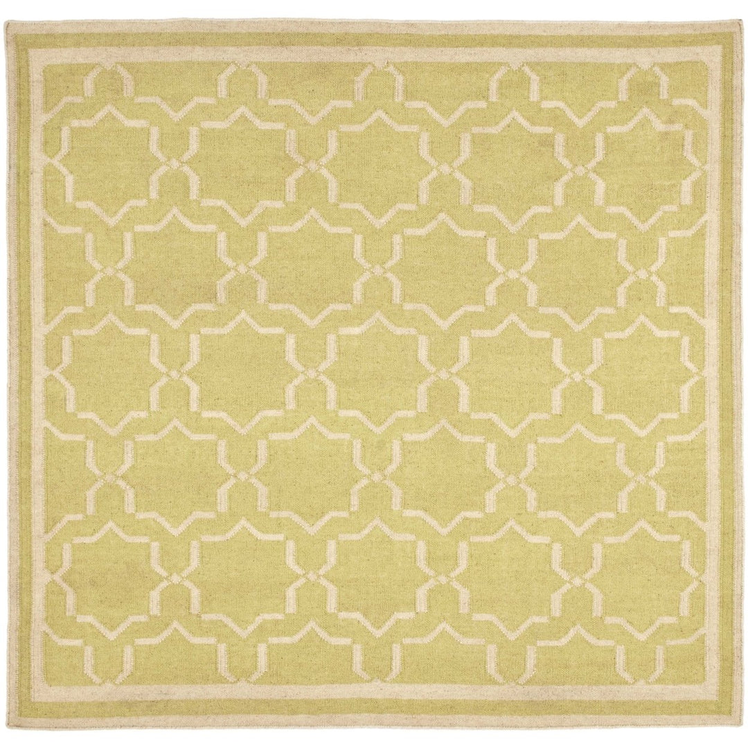 SAFAVIEH Dhurries DHU545C Light Green / Ivory Rug Image 1