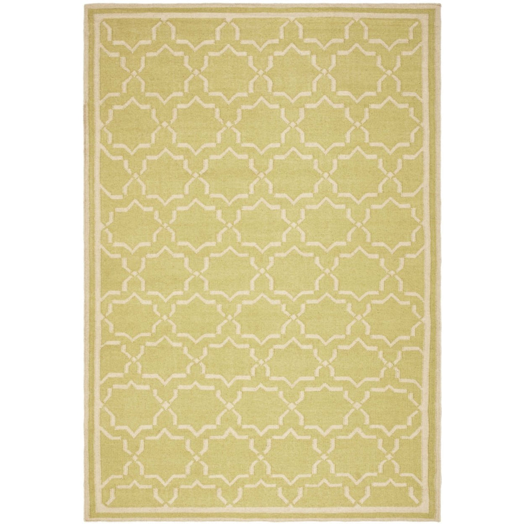 SAFAVIEH Dhurries DHU545C Light Green / Ivory Rug Image 1