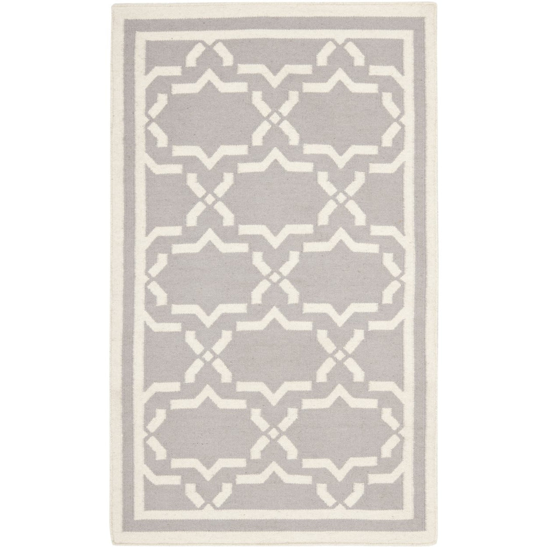 SAFAVIEH Dhurries DHU545G Handwoven Grey / Ivory Rug Image 1