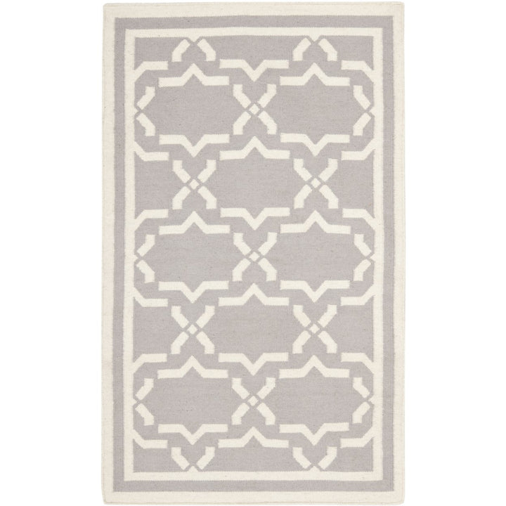 SAFAVIEH Dhurries DHU545G Handwoven Grey / Ivory Rug Image 1