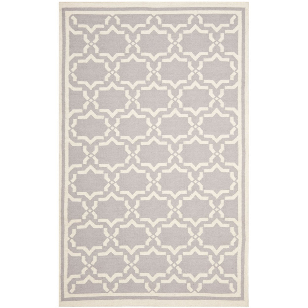 SAFAVIEH Dhurries DHU545G Handwoven Grey / Ivory Rug Image 1