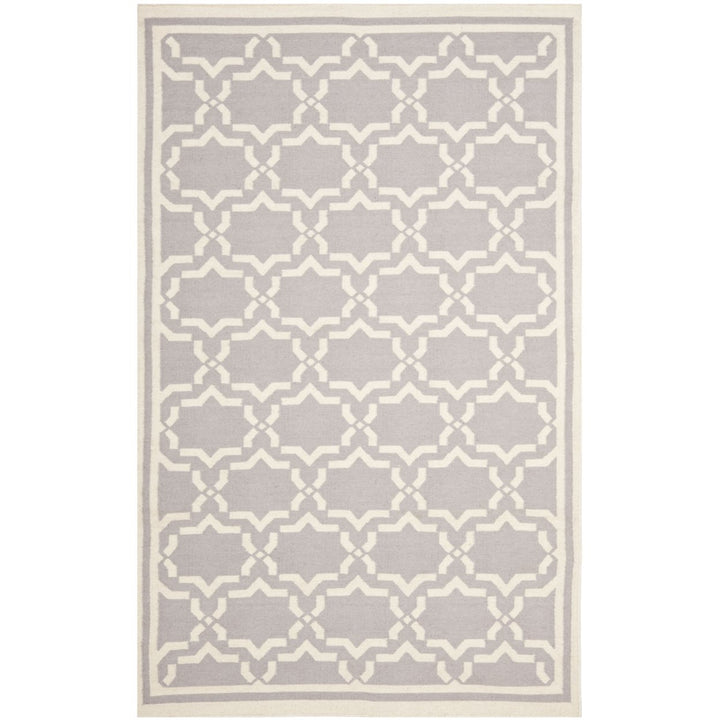 SAFAVIEH Dhurries DHU545G Handwoven Grey / Ivory Rug Image 1