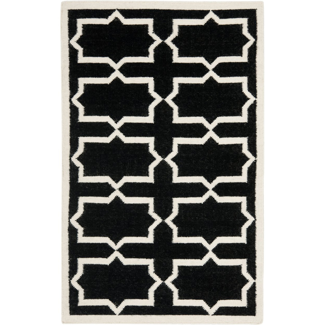 SAFAVIEH Dhurries DHU549L Handwoven Black / Ivory Rug Image 1