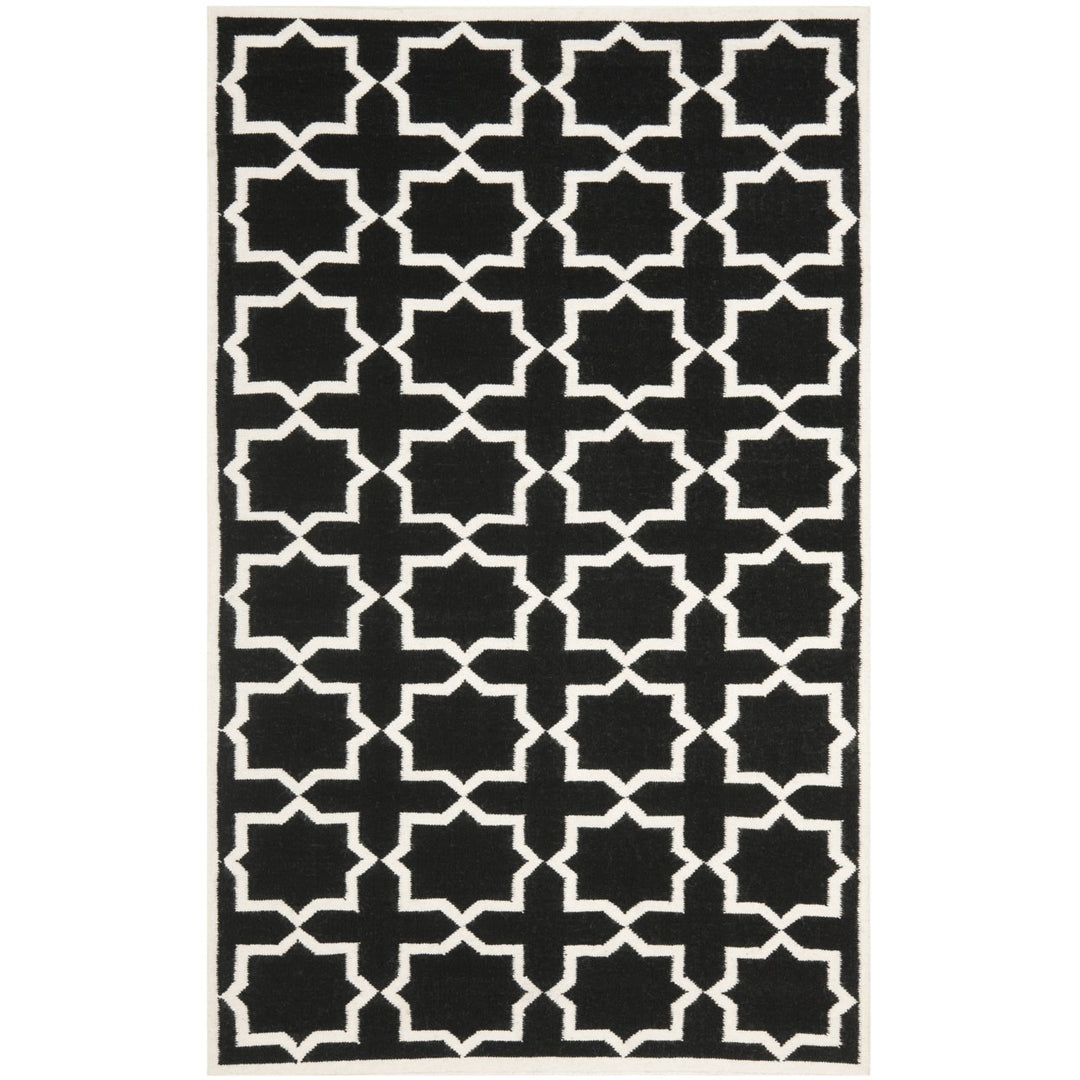 SAFAVIEH Dhurries DHU549L Handwoven Black / Ivory Rug Image 1