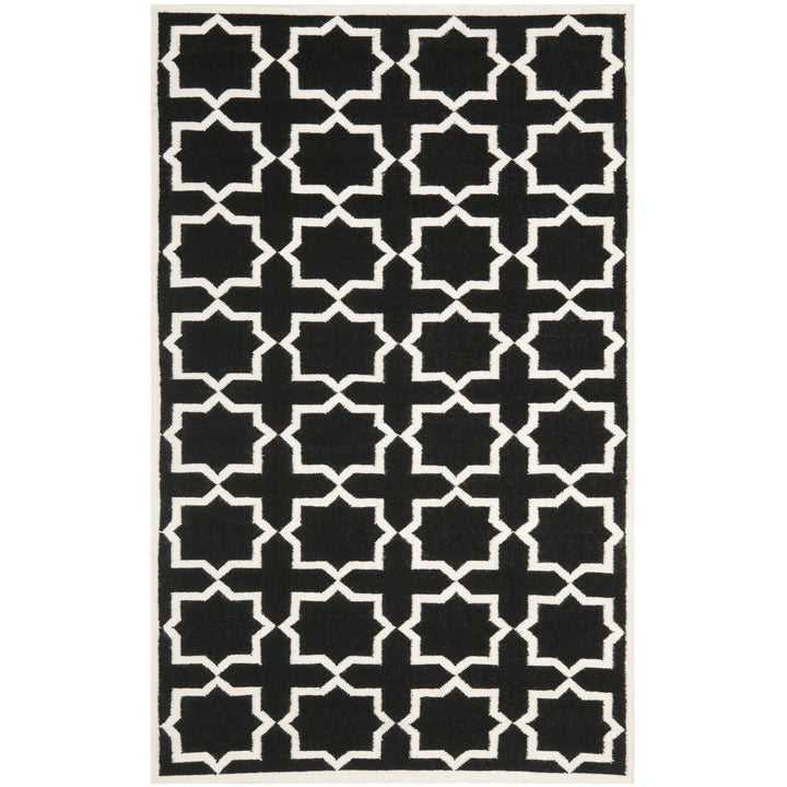 SAFAVIEH Dhurries DHU549L Handwoven Black / Ivory Rug Image 1