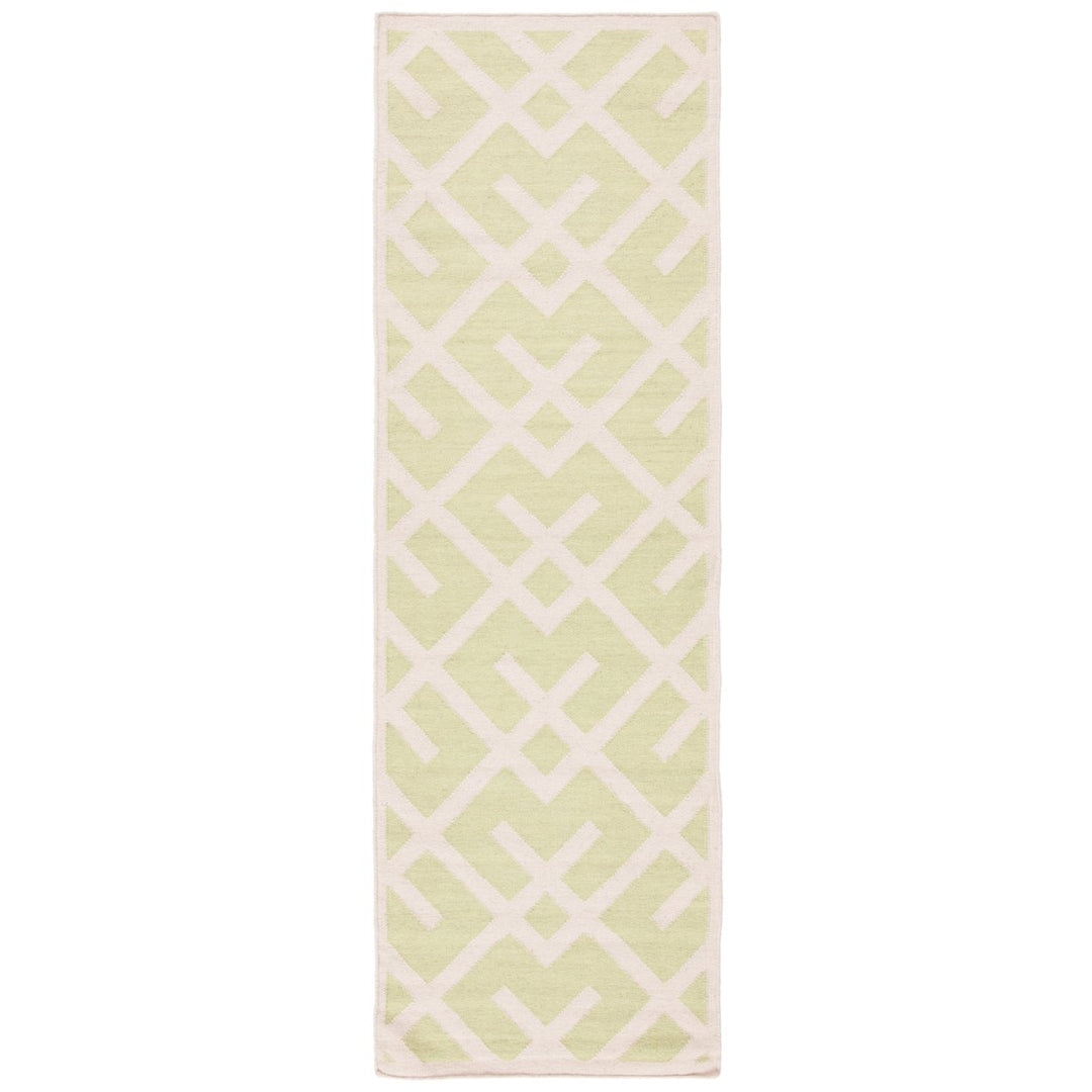 SAFAVIEH Dhurries DHU552A Light Green / Ivory Rug Image 1