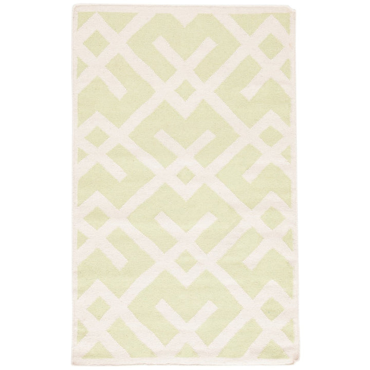 SAFAVIEH Dhurries DHU552A Light Green / Ivory Rug Image 1