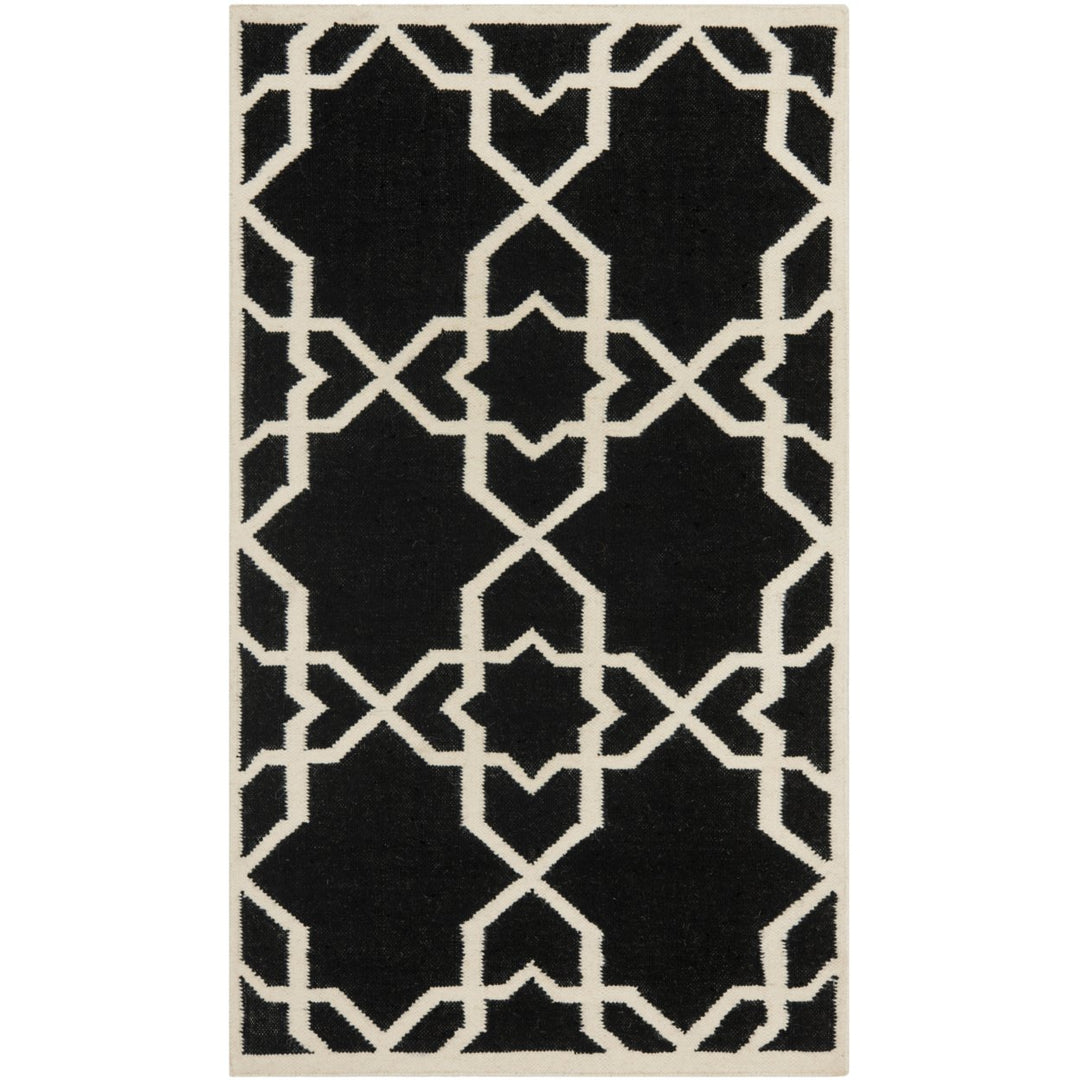 SAFAVIEH Dhurries DHU548L Handwoven Black / Ivory Rug Image 1