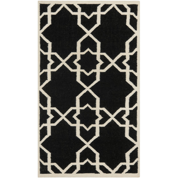 SAFAVIEH Dhurries DHU548L Handwoven Black / Ivory Rug Image 1