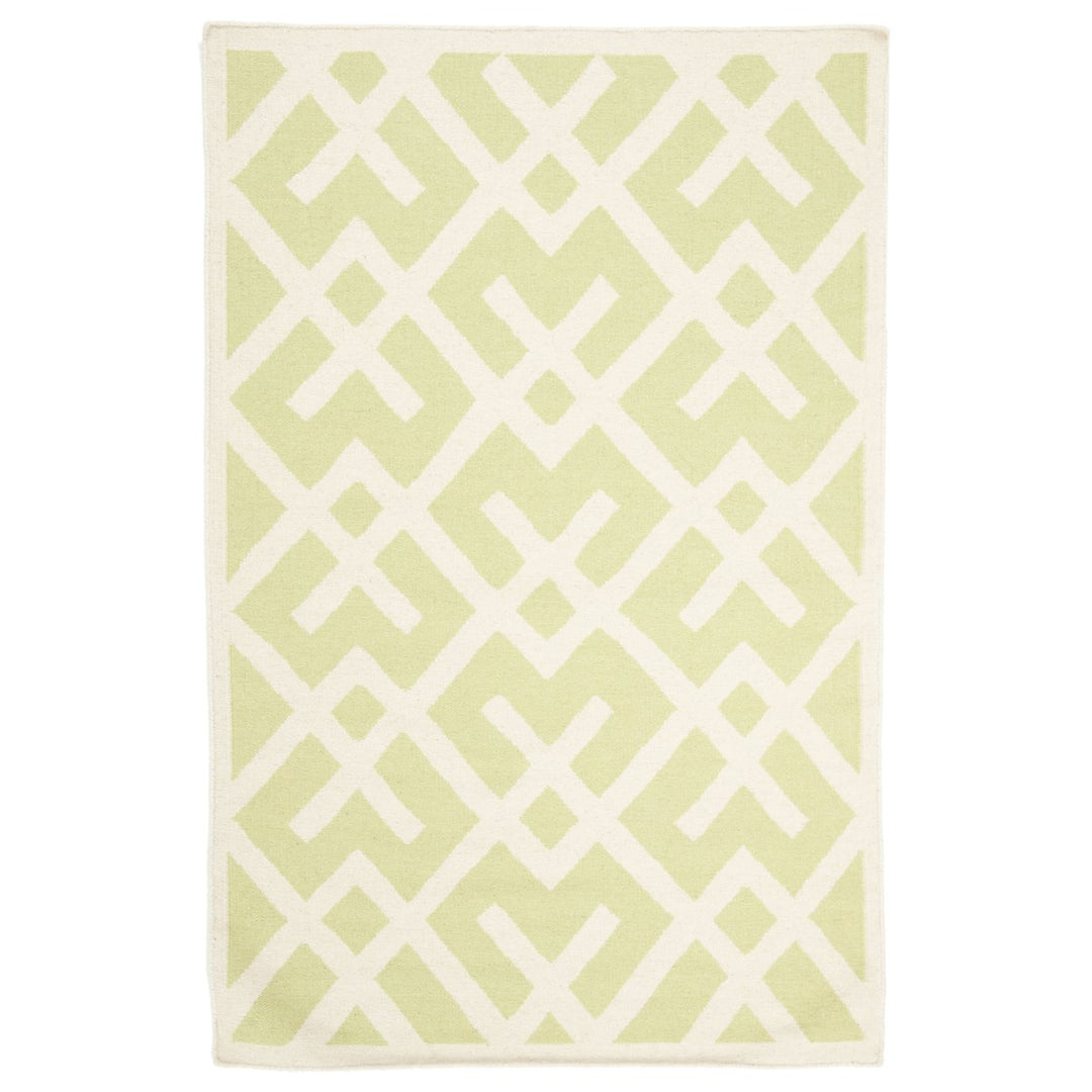 SAFAVIEH Dhurries DHU552A Light Green / Ivory Rug Image 1