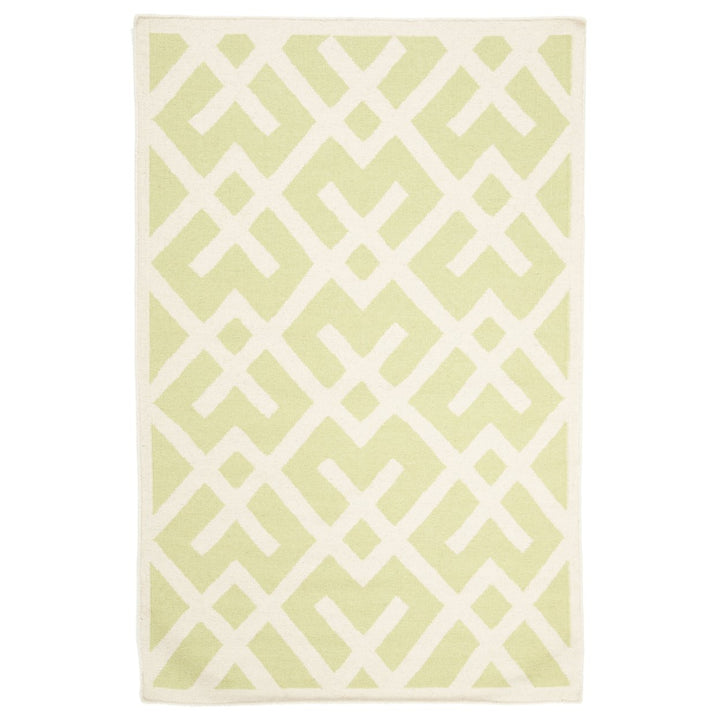 SAFAVIEH Dhurries DHU552A Light Green / Ivory Rug Image 1