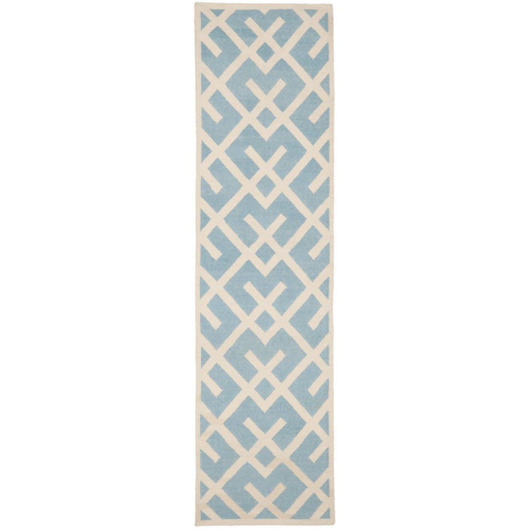 SAFAVIEH Dhurries DHU552B Light Blue / Ivory Rug Image 1