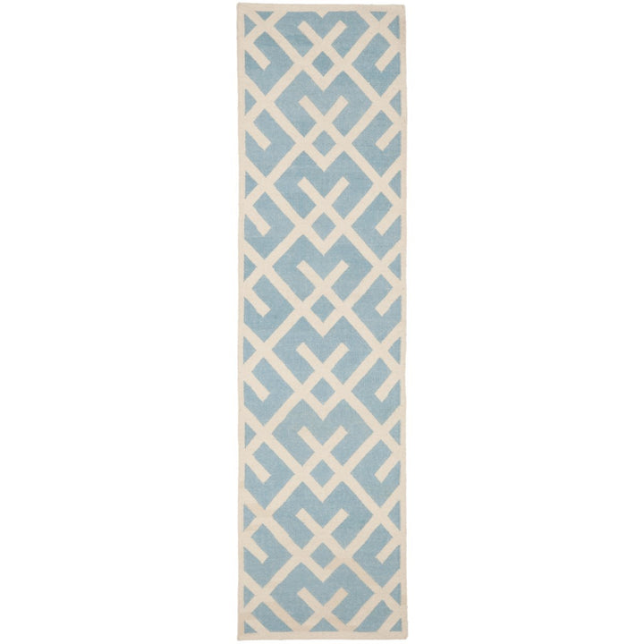 SAFAVIEH Dhurries DHU552B Light Blue / Ivory Rug Image 1