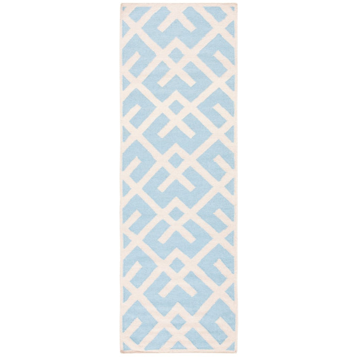 SAFAVIEH Dhurries DHU552B Light Blue / Ivory Rug Image 1