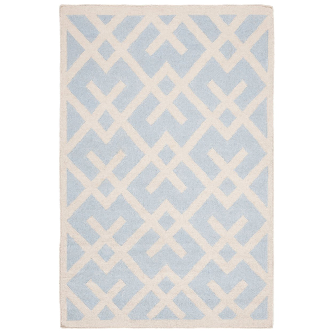 SAFAVIEH Dhurries DHU552B Light Blue / Ivory Rug Image 1