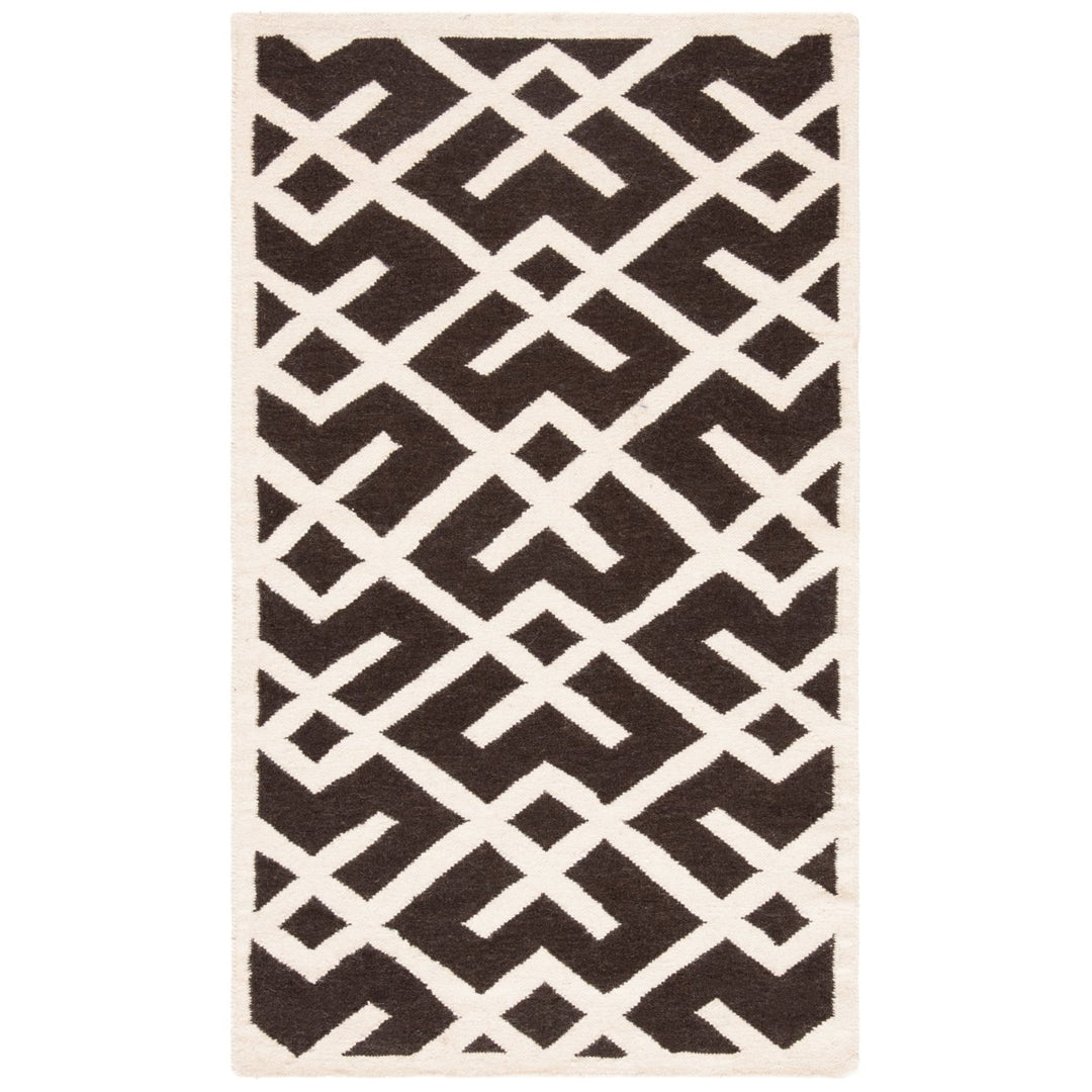 SAFAVIEH Dhurries DHU552C Handwoven Brown / Ivory Rug Image 1