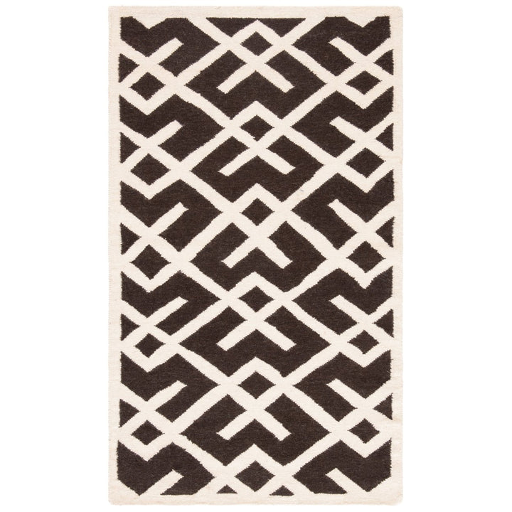 SAFAVIEH Dhurries DHU552C Handwoven Brown / Ivory Rug Image 1