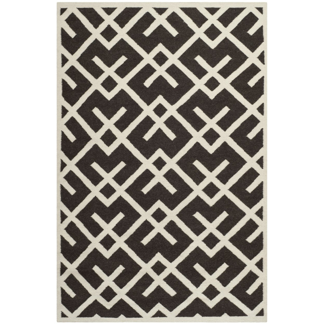 SAFAVIEH Dhurries DHU552C Handwoven Brown / Ivory Rug Image 1