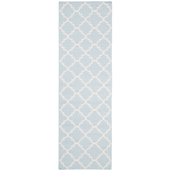 SAFAVIEH Dhurries DHU554B Light Blue / Ivory Rug Image 1