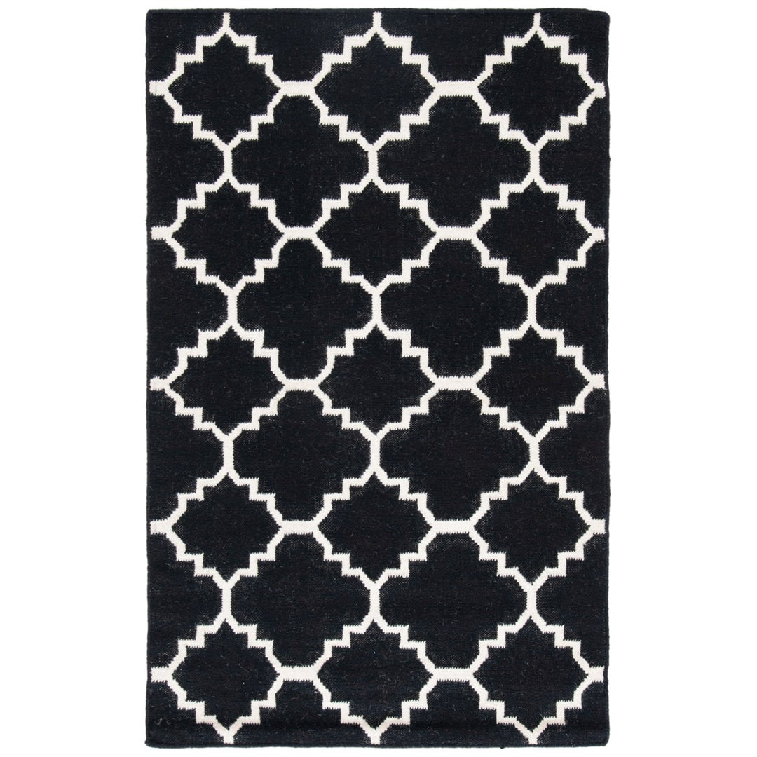 SAFAVIEH Dhurries DHU554L Handwoven Black / Ivory Rug Image 1