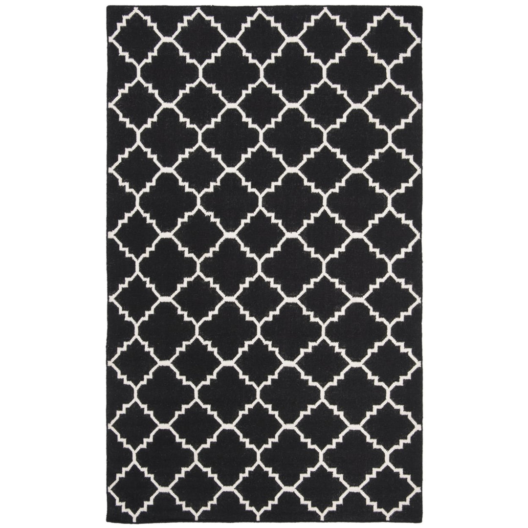 SAFAVIEH Dhurries DHU554L Handwoven Black / Ivory Rug Image 1