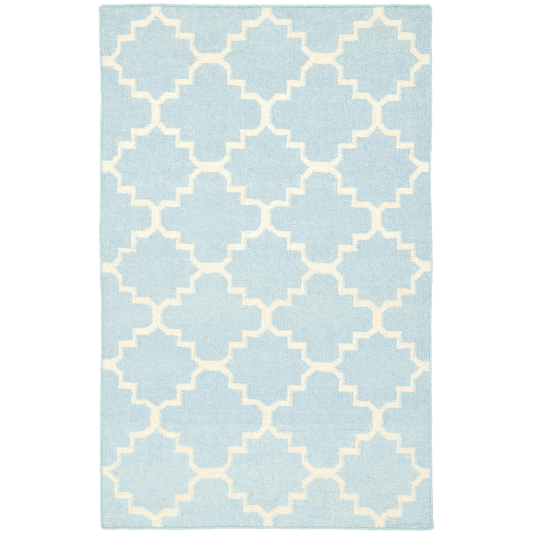 SAFAVIEH Dhurries DHU554B Light Blue / Ivory Rug Image 9