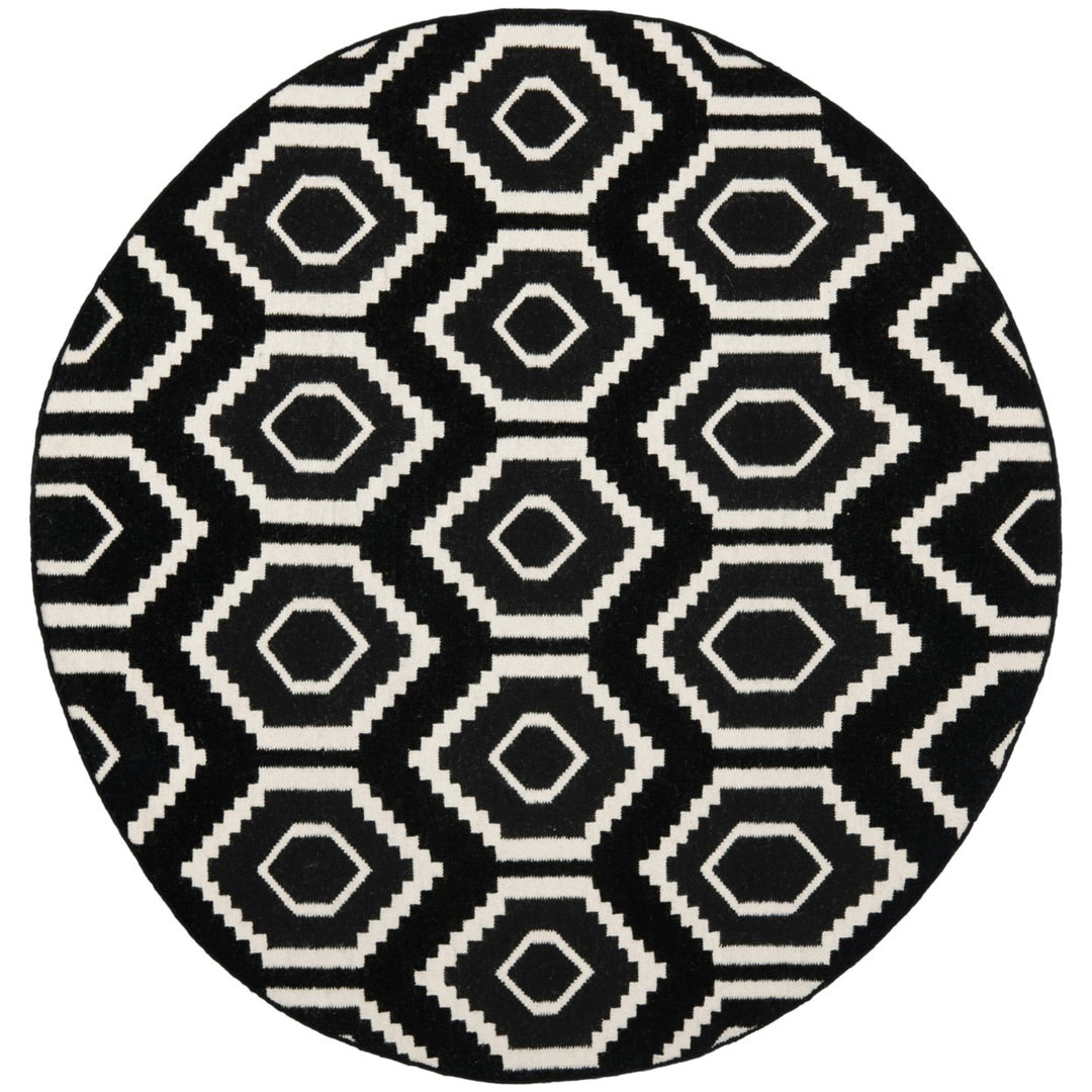 SAFAVIEH Dhurries DHU556L Handwoven Black / Ivory Rug Image 1