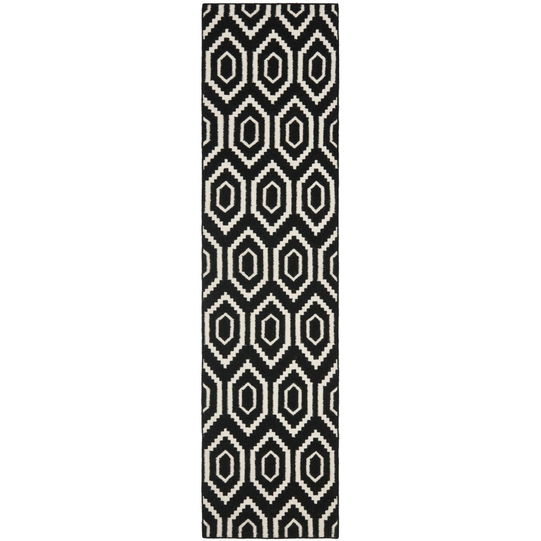 SAFAVIEH Dhurries DHU556L Handwoven Black / Ivory Rug Image 1