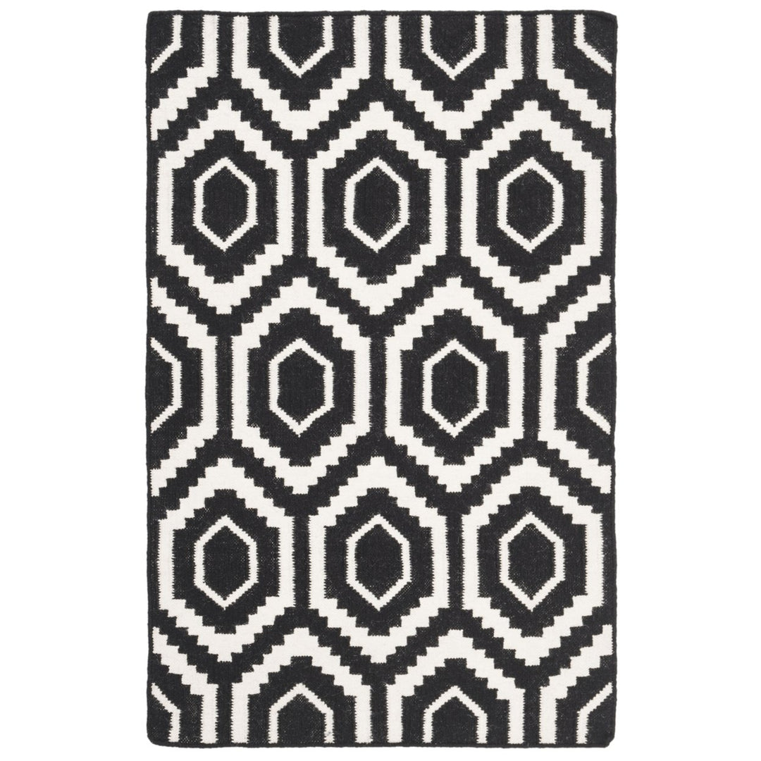 SAFAVIEH Dhurries DHU556L Handwoven Black / Ivory Rug Image 1