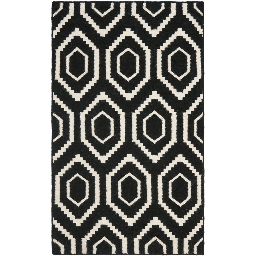 SAFAVIEH Dhurries DHU556L Handwoven Black / Ivory Rug Image 1