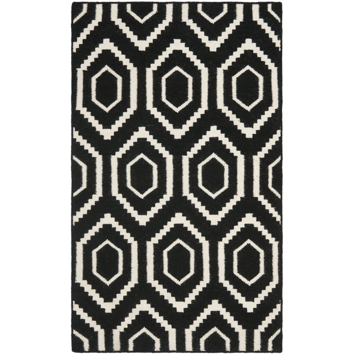 SAFAVIEH Dhurries DHU556L Handwoven Black / Ivory Rug Image 1