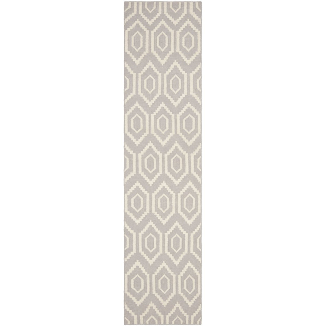 SAFAVIEH Dhurries DHU556G Handwoven Grey / Ivory Rug Image 1