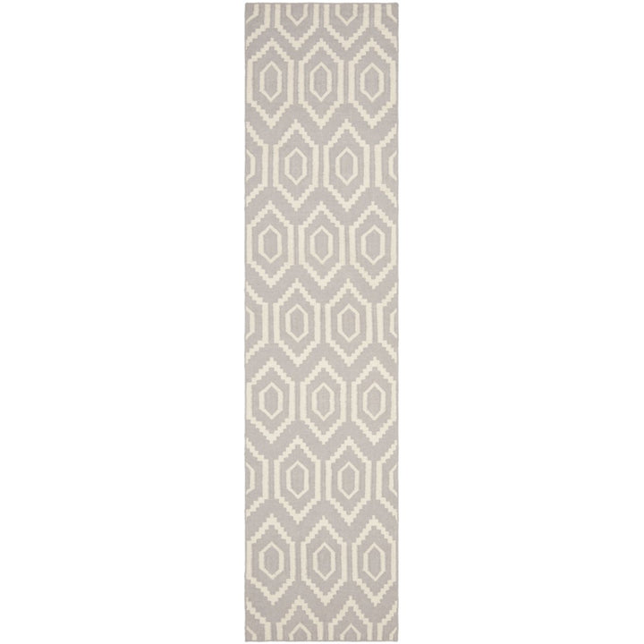 SAFAVIEH Dhurries DHU556G Handwoven Grey / Ivory Rug Image 1