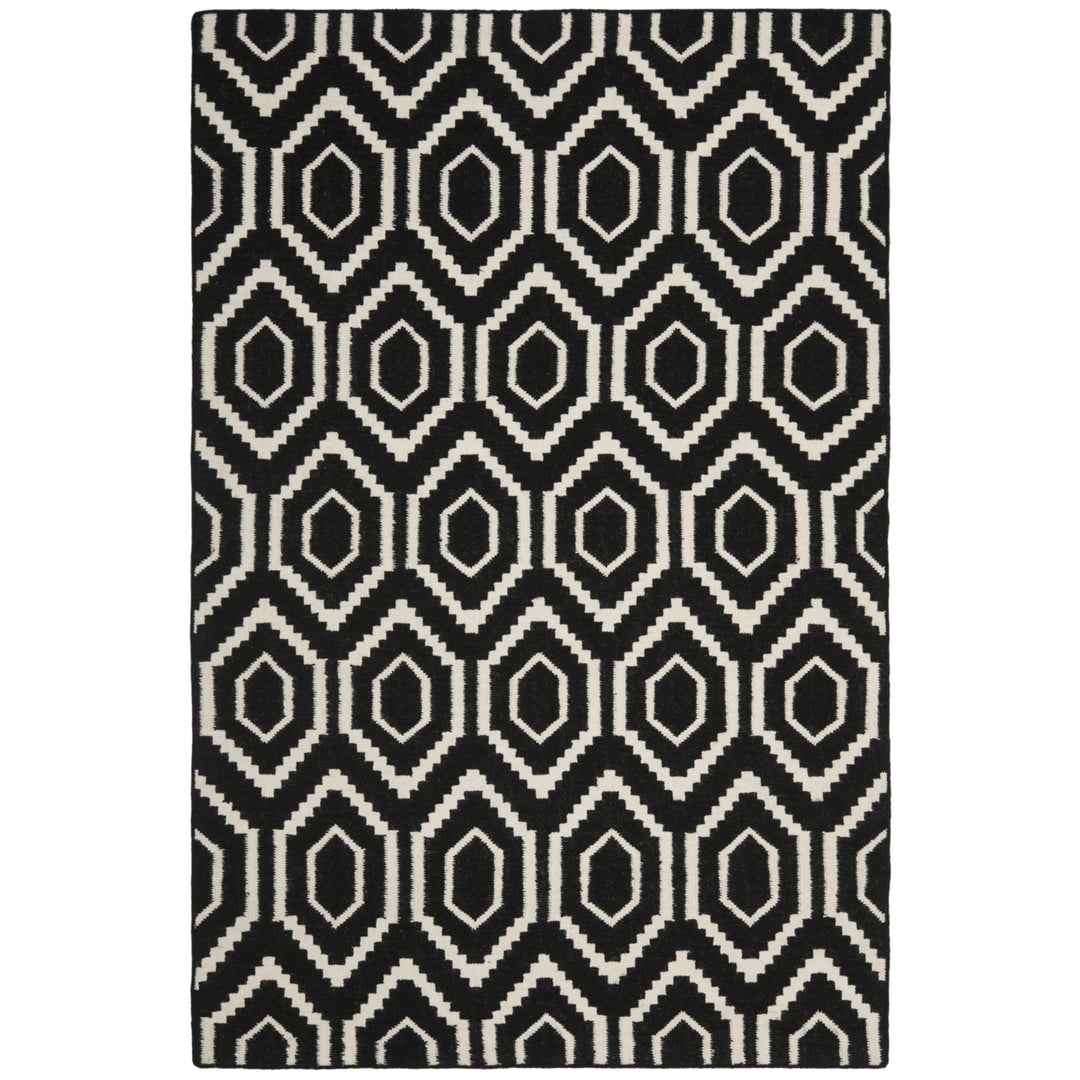 SAFAVIEH Dhurries DHU556L Handwoven Black / Ivory Rug Image 1