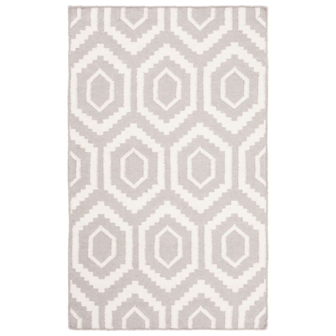 SAFAVIEH Dhurries DHU556G Handwoven Grey / Ivory Rug Image 1