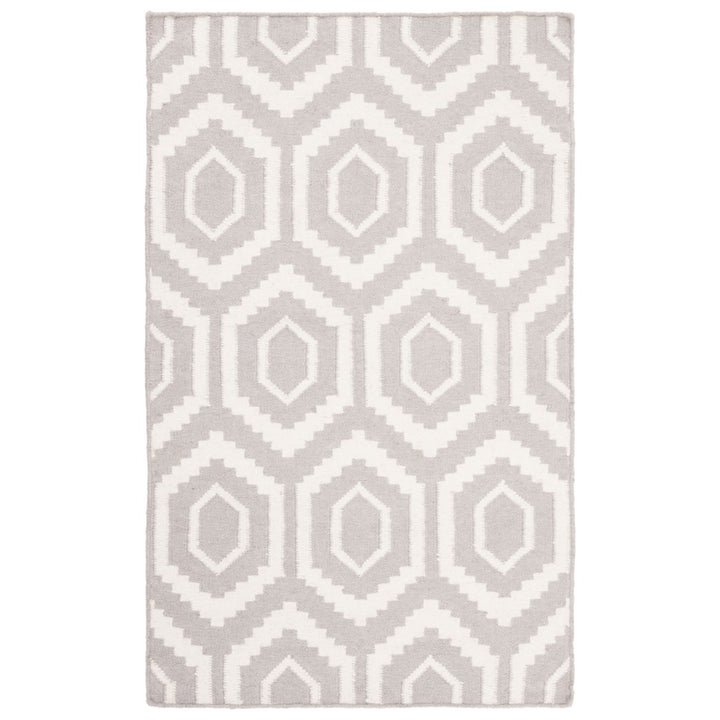 SAFAVIEH Dhurries DHU556G Handwoven Grey / Ivory Rug Image 1