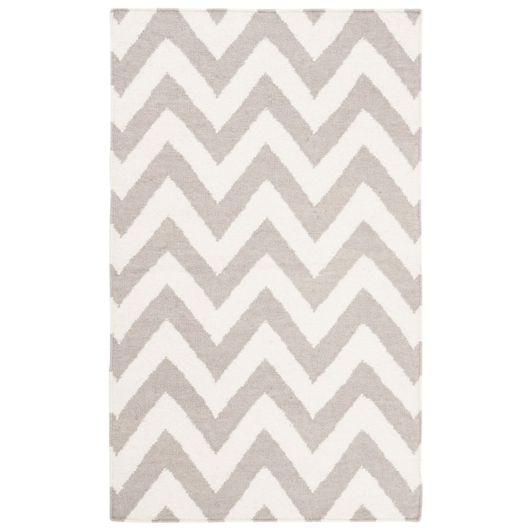 SAFAVIEH Dhurries DHU557C Handwoven Grey / Ivory Rug Image 1