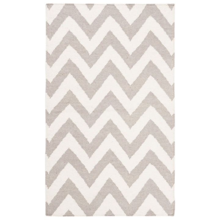 SAFAVIEH Dhurries DHU557C Handwoven Grey / Ivory Rug Image 1