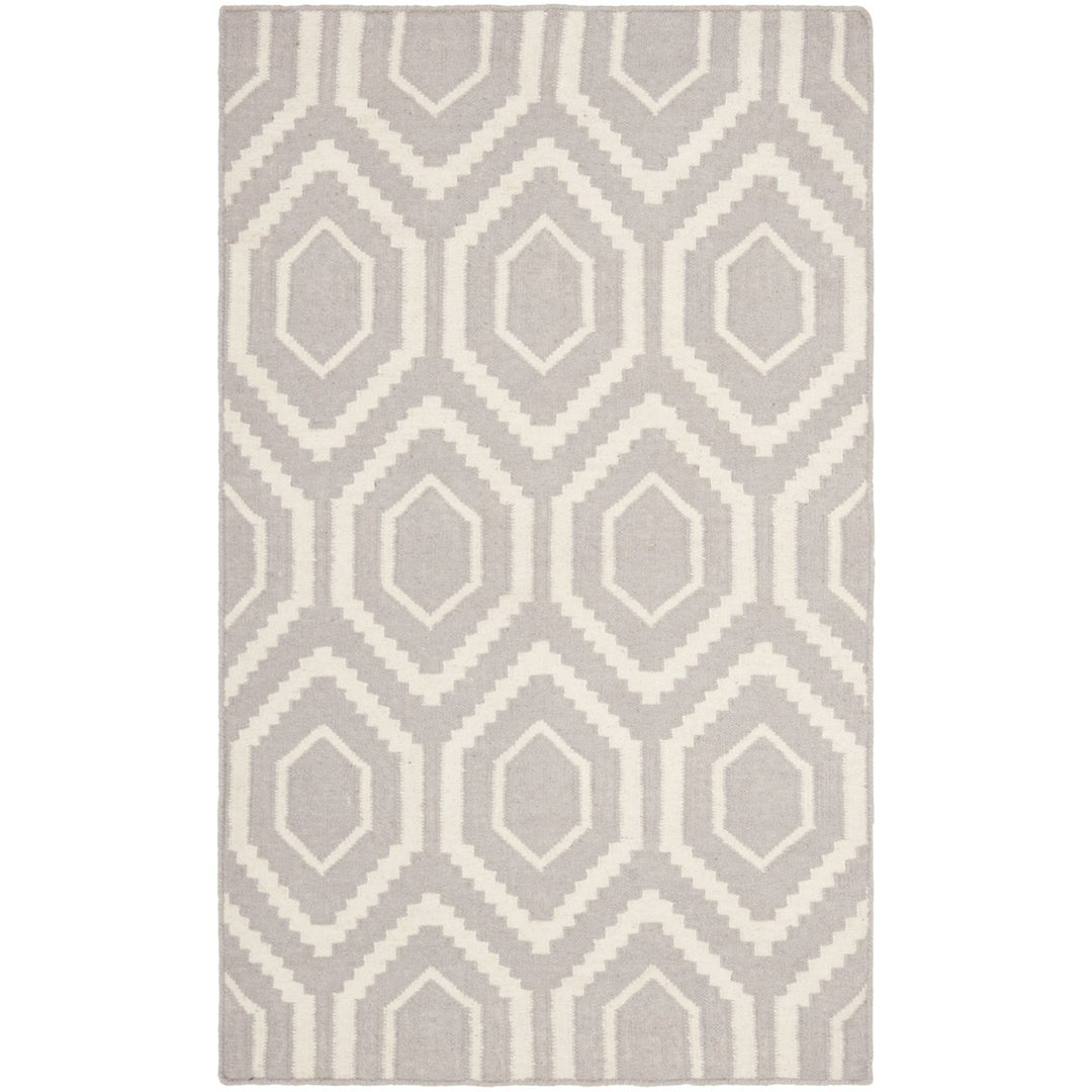 SAFAVIEH Dhurries DHU556G Handwoven Grey / Ivory Rug Image 1