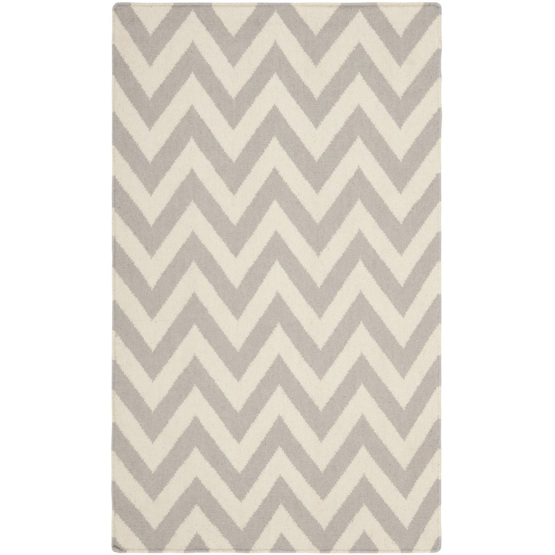 SAFAVIEH Dhurries DHU557C Handwoven Grey / Ivory Rug Image 1