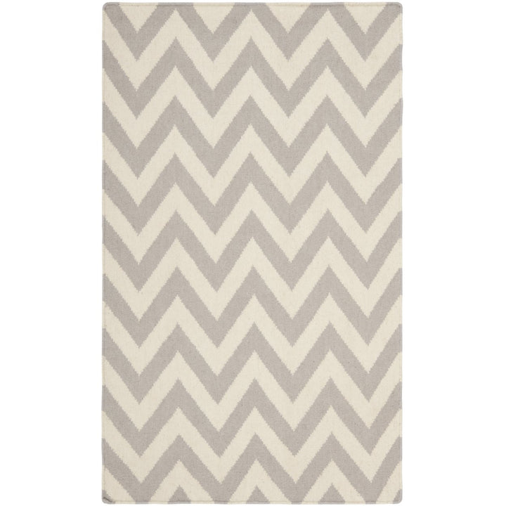 SAFAVIEH Dhurries DHU557C Handwoven Grey / Ivory Rug Image 1