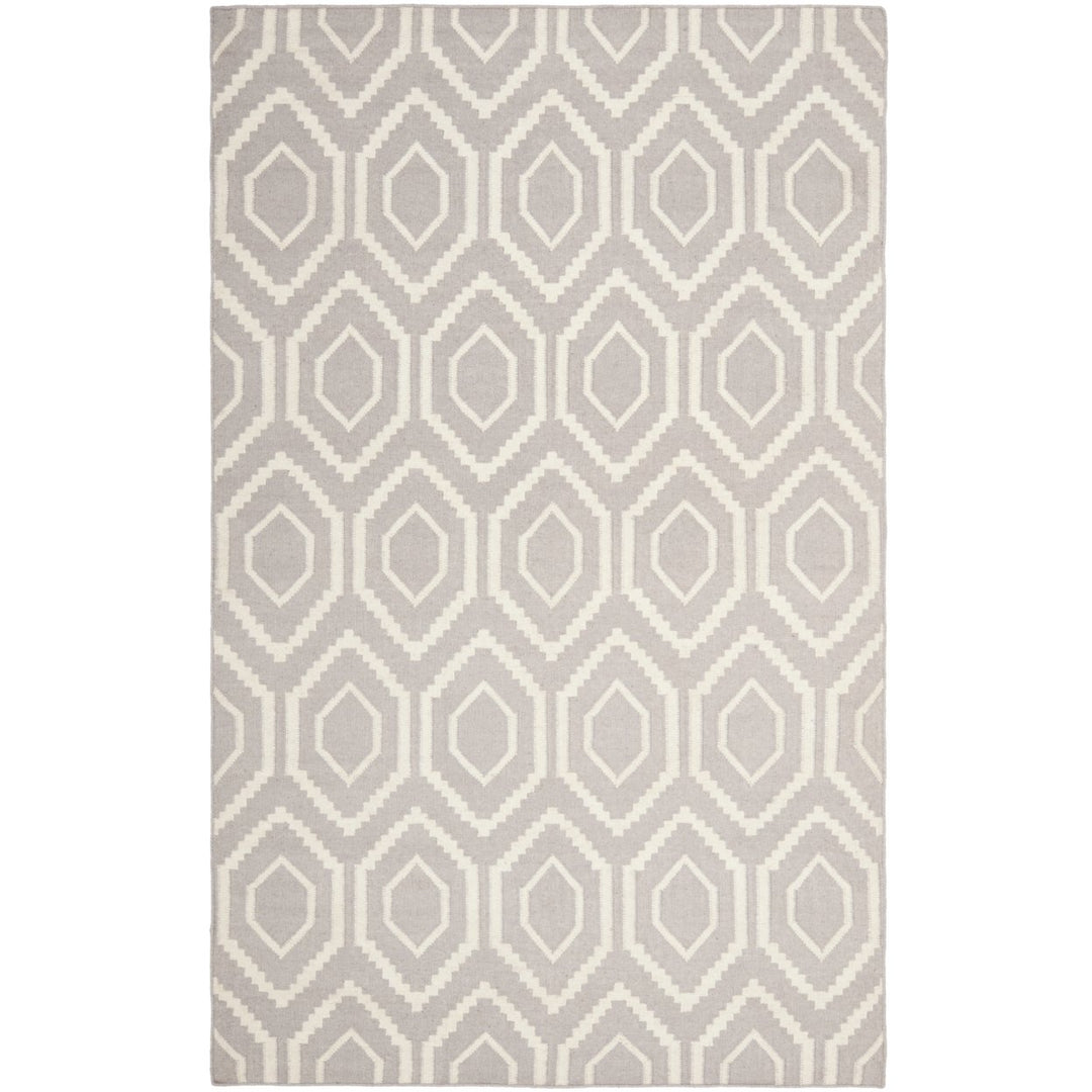 SAFAVIEH Dhurries DHU556G Handwoven Grey / Ivory Rug Image 1