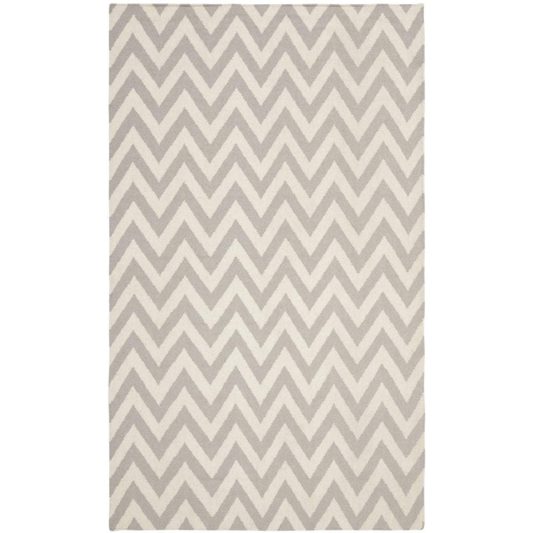 SAFAVIEH Dhurries DHU557C Handwoven Grey / Ivory Rug Image 1