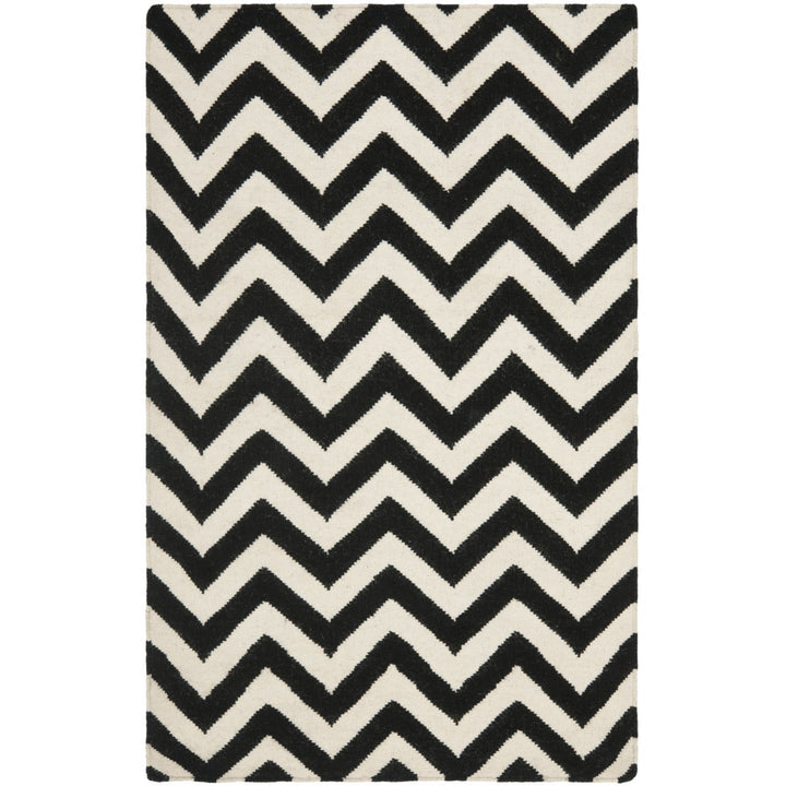 SAFAVIEH Dhurries DHU557L Handwoven Black / Ivory Rug Image 1