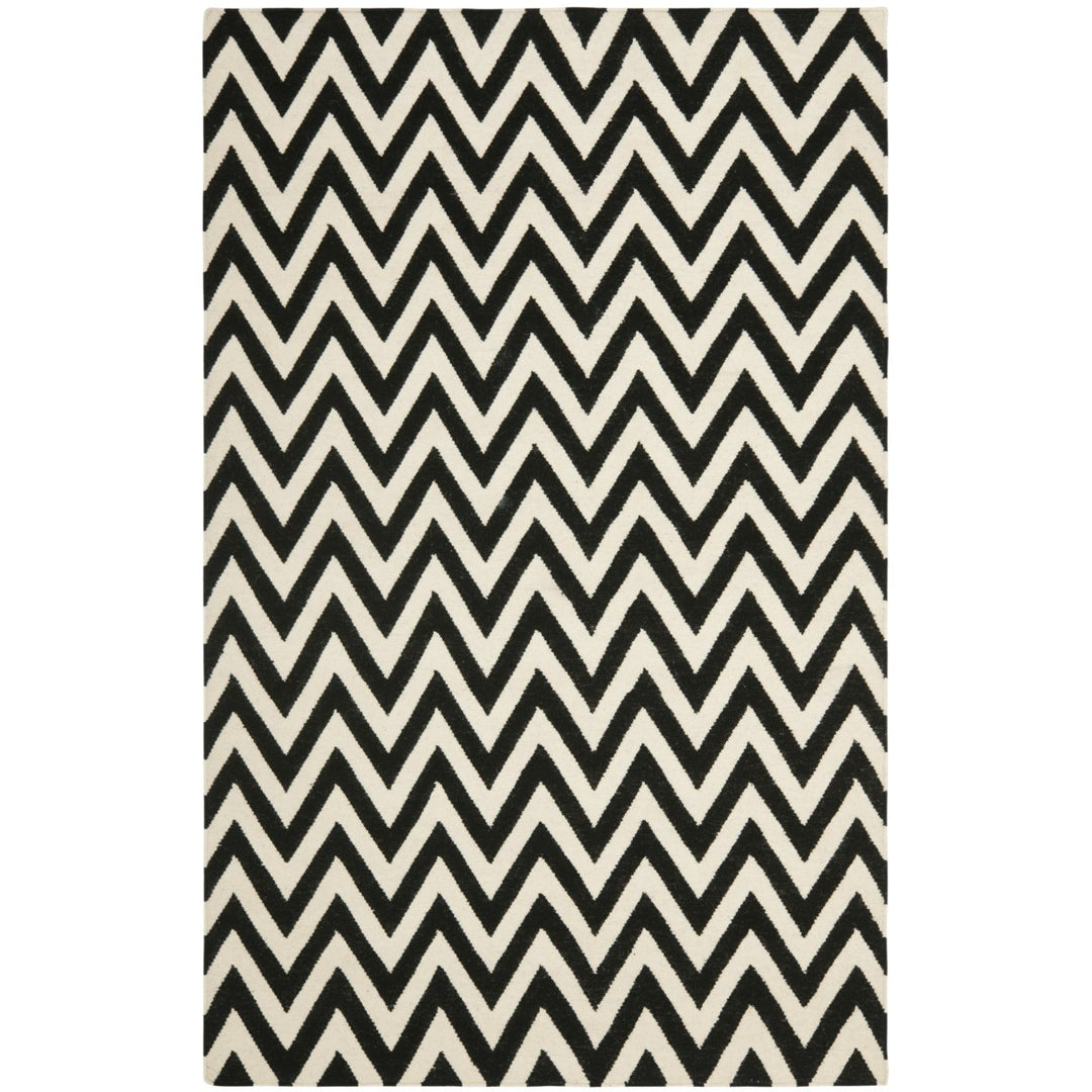 SAFAVIEH Dhurries DHU557L Handwoven Black / Ivory Rug Image 1