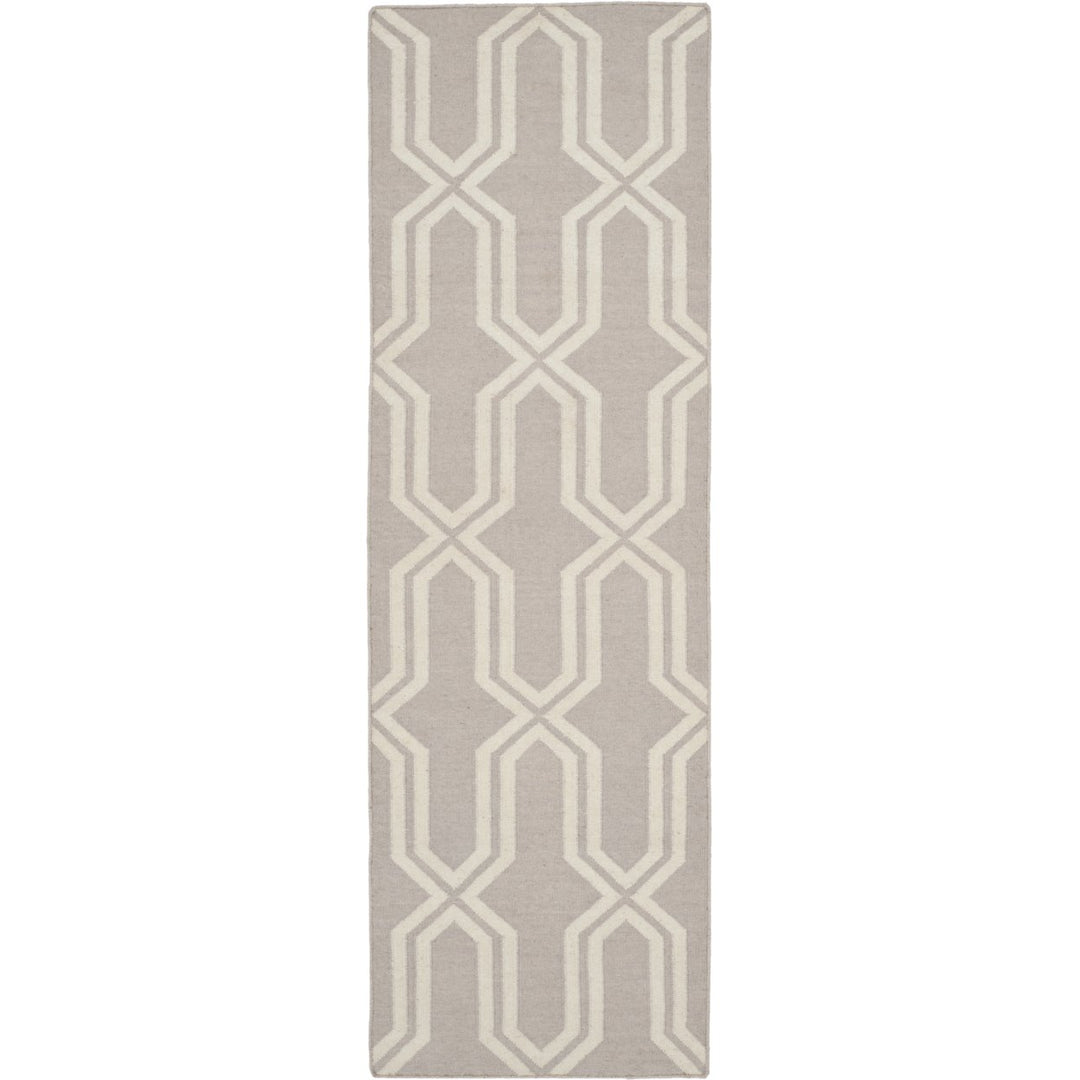 SAFAVIEH Dhurries DHU559G Handwoven Grey / Ivory Rug Image 1