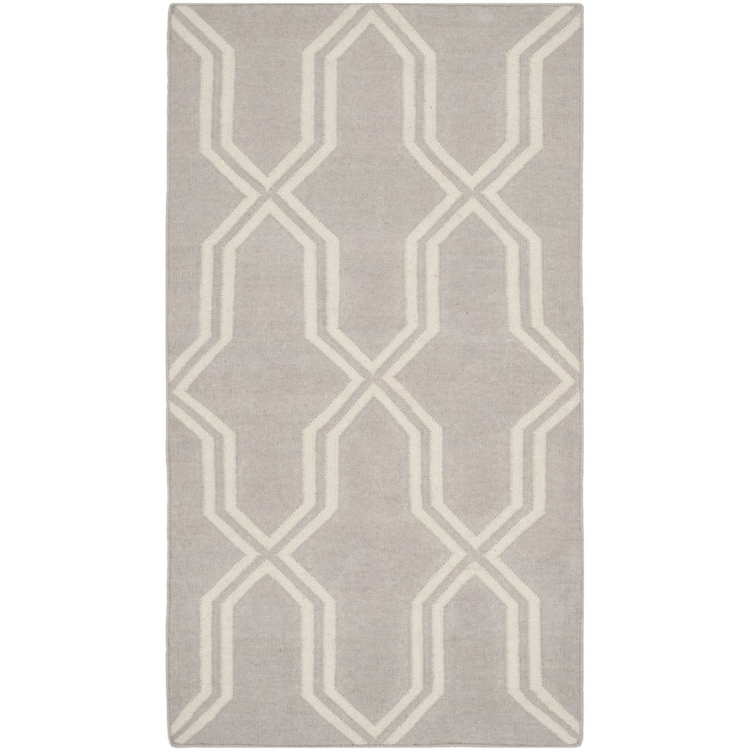 SAFAVIEH Dhurries DHU559G Handwoven Grey / Ivory Rug Image 1