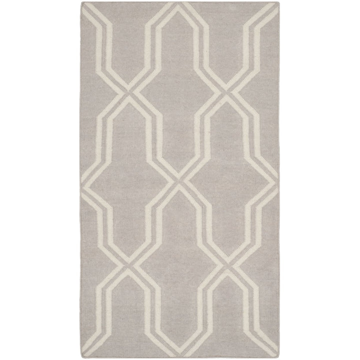 SAFAVIEH Dhurries DHU559G Handwoven Grey / Ivory Rug Image 1