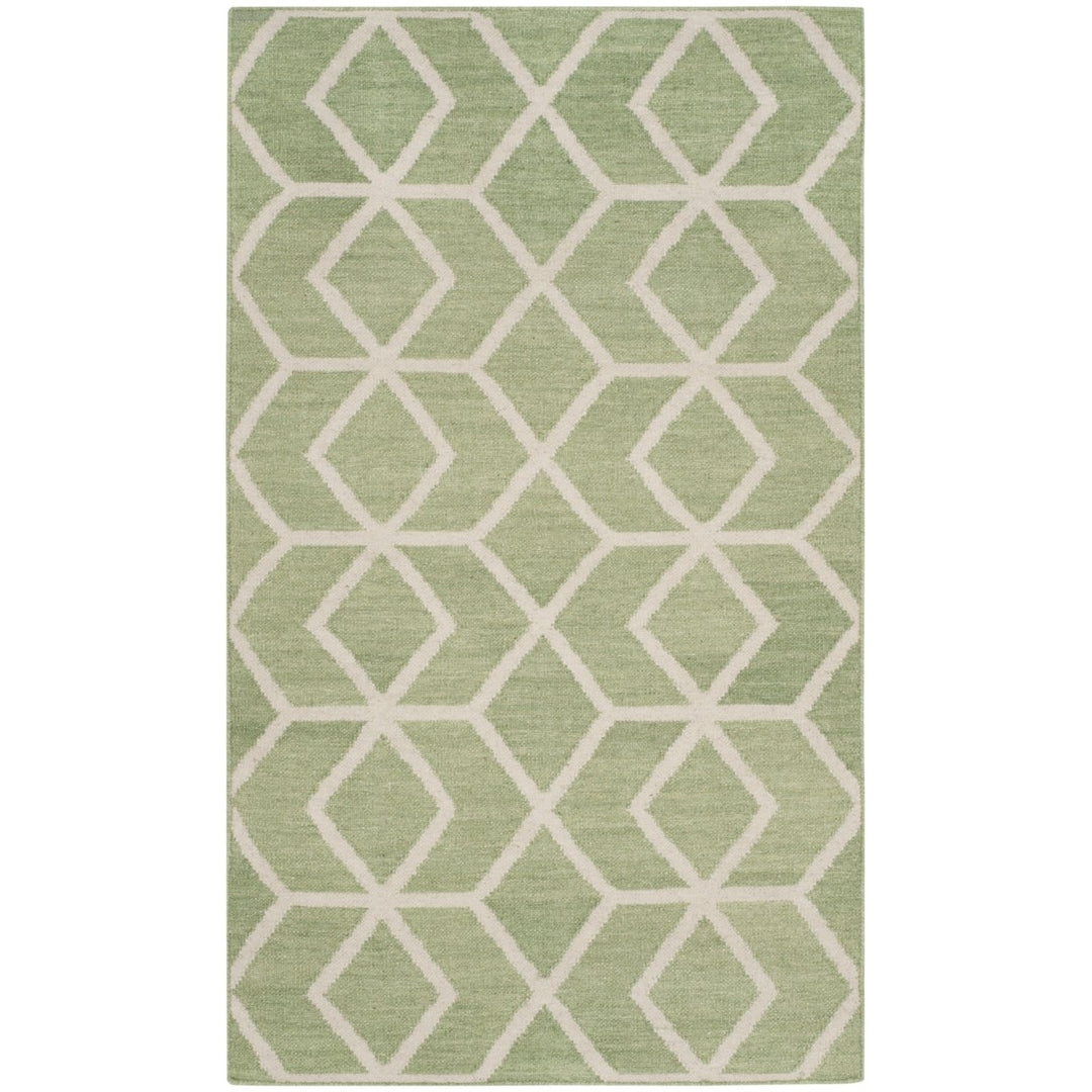 SAFAVIEH Dhurries DHU560B Handwoven Sage / Ivory Rug Image 1